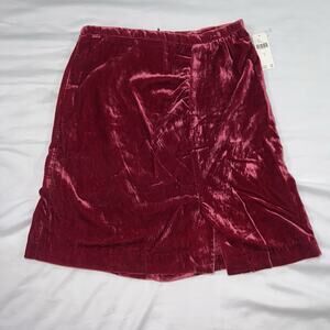 Anthropologie Skirt Size 4 Ruby Red Burgundy Velvet Christmas Holidays NWT $118